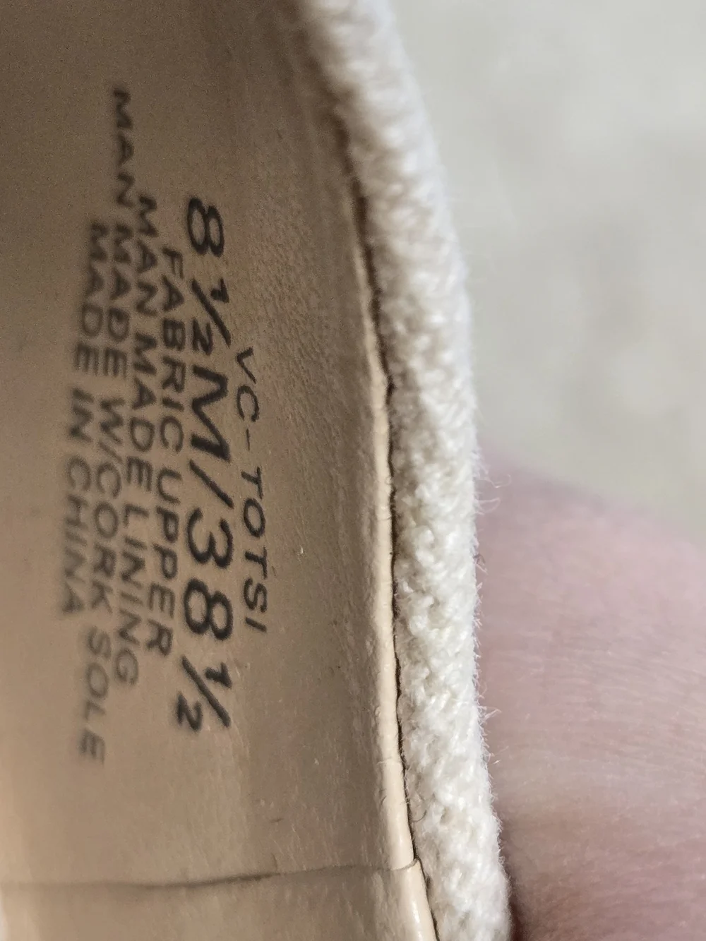 Vince Camuto Cream Canvas Peep-Toe Espadrille Wedges